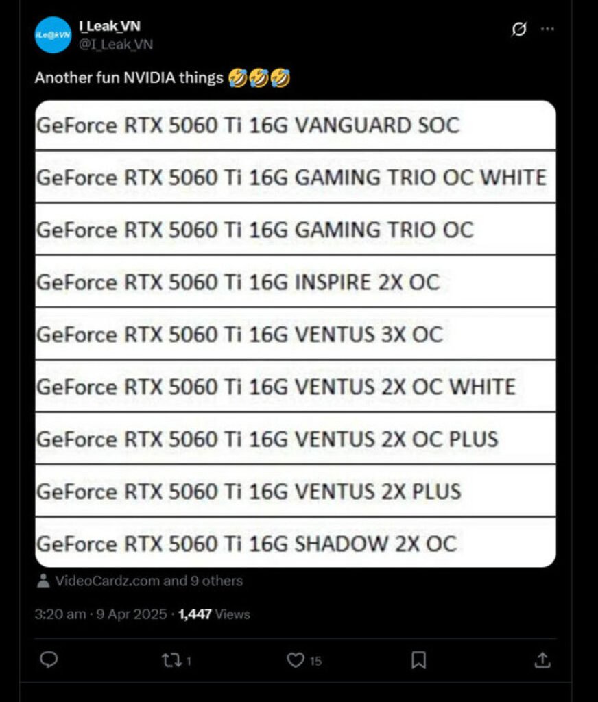 MSI GeForce RTX 5060 Ti Leaked